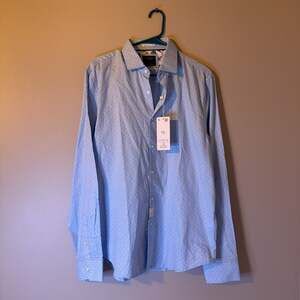 New, Denim & Flower Ricky Singh, Light Blue Button Up Dress Shirt Large For Men